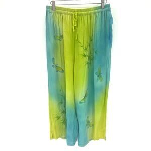 Tropical Summer Hawaii hand painted resort wear women’s wide leg pants